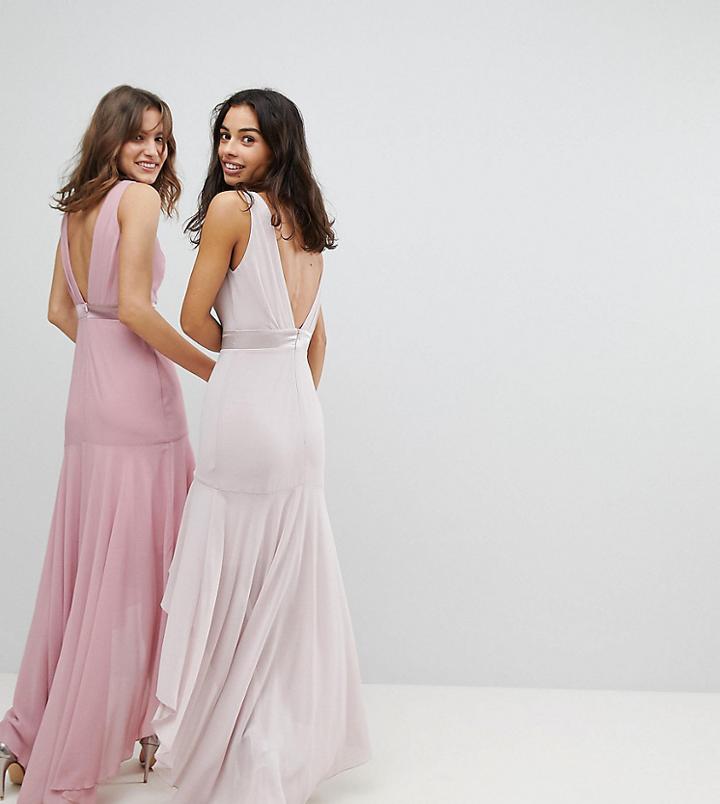 Tfnc Petite Maxi Bridesmaid Dress With High Low Hem-brown