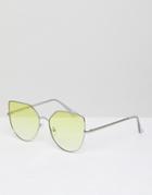 Jeepers Peepers Oversized Cat Eye Sunglasses With Yellow Lens - Black
