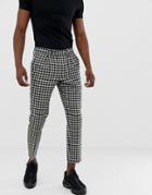 Asos Design Cigarette Pants With Large Dog Tooth In Gray