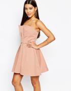 Aqaq Athena Bandeau Prom Mini Dress - Blush Peach