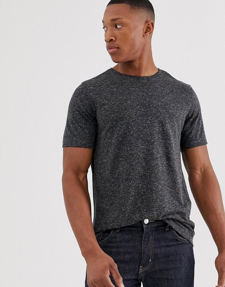 Jack & Jones Premium Linen Longline T-shirt In Black - Black