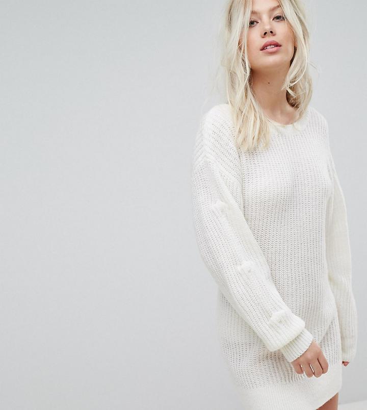 Miss Selfridge Exclusive Tiered Sleeve Sweater Dress-white