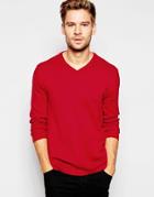 Esprit Cashmere Mix V Neck Sweater - Red