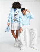 Asos Daysocial Unisex Oversized Sweatshirt With Back Graphic Print In Light Blue