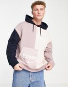 Topman Oversized Spliced Hoodie In Pink And Navy - Part Of A Set