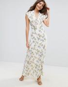 Liquorish Micro Floral Lined Maxi Dress - Cream