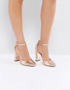 London Rebel Heeled Shoe With Detailed Ankle Strap - Copper