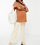 Asos Design Maternity Coordinating Underbump Slouchy Textured Rib Pants In Yellow-neutral