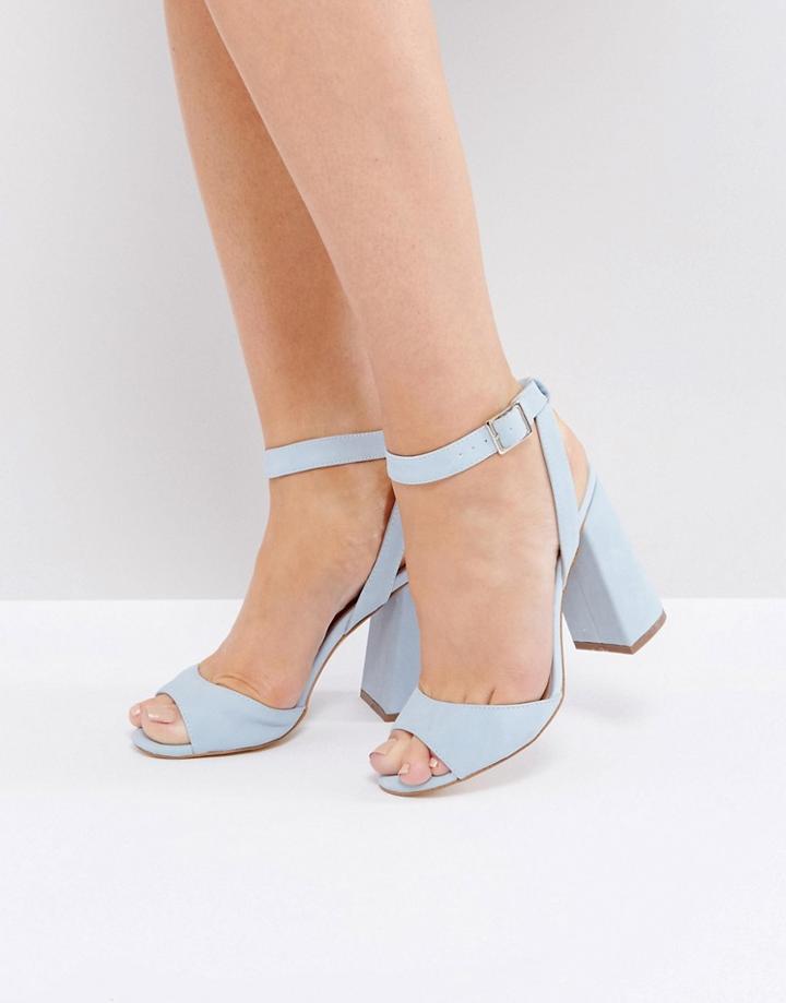 New Look Suedette Ankle Wrap Around Block Heel - White