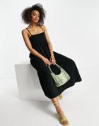 Asos Design Cami Midi Dress With Square Neck In Black