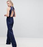 True Violet Tall Halterneck Jumpsuit With Cut Out Back - Navy