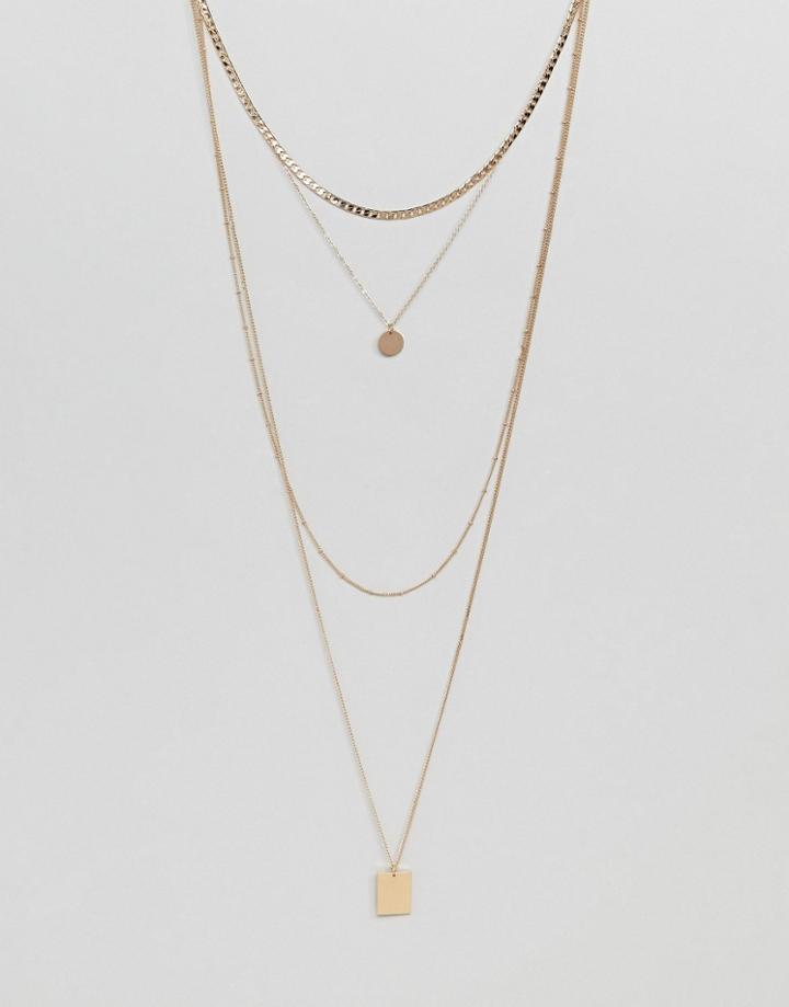 Asos Mixed Xl Chains Multirow Necklace - Gold