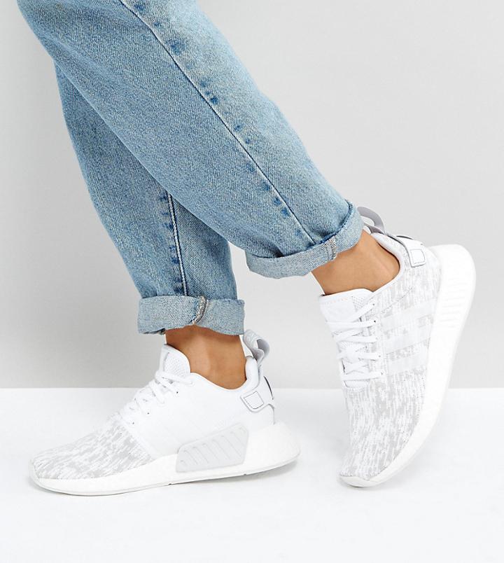 Adidas Originals Nmd R2 Sneakers In White And Gray - White