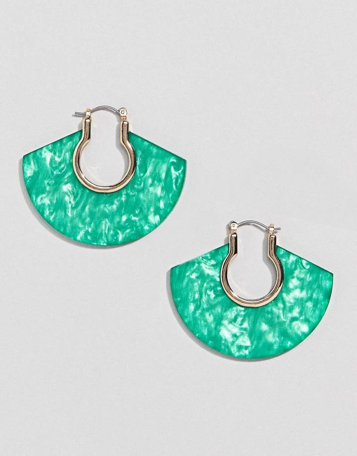 Asos Design Hoop Earrings With Resin - Gold