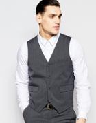 Asos Slim Vest With Stretch In Charcoal - Charcoal