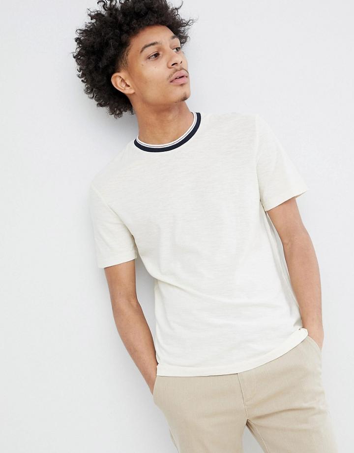 Celio T-shirt With Contrast Rib - White