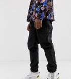 Asos Design Tall Tapered Cropped Cargo Pants With Toggles In Black - Black