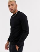 Asos Design Lightweight Sweatshirt In Black