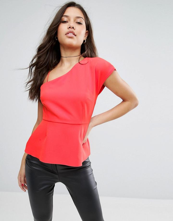 Asos One Shoulder Top With Strap - Red