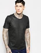 Sisley Waxed Cotton T-shirt With Scoop Neck - Black