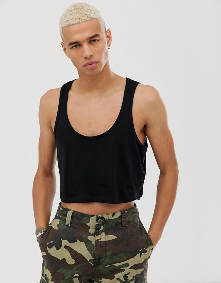 Asos Design Organic Cropped Tank In Black - Black
