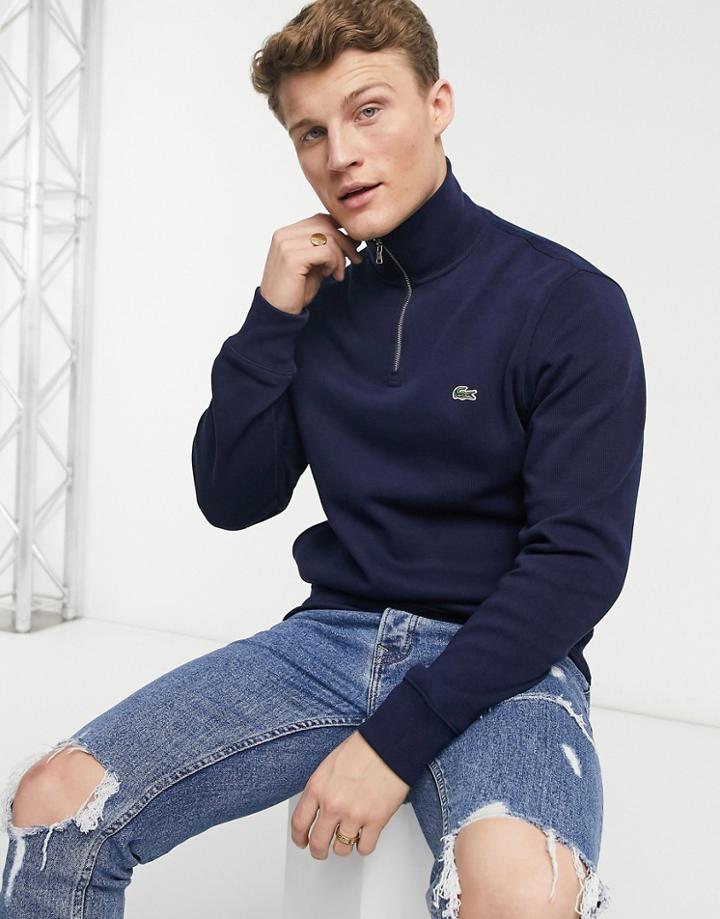 Lacoste Half Zip Sweat In Navy-black