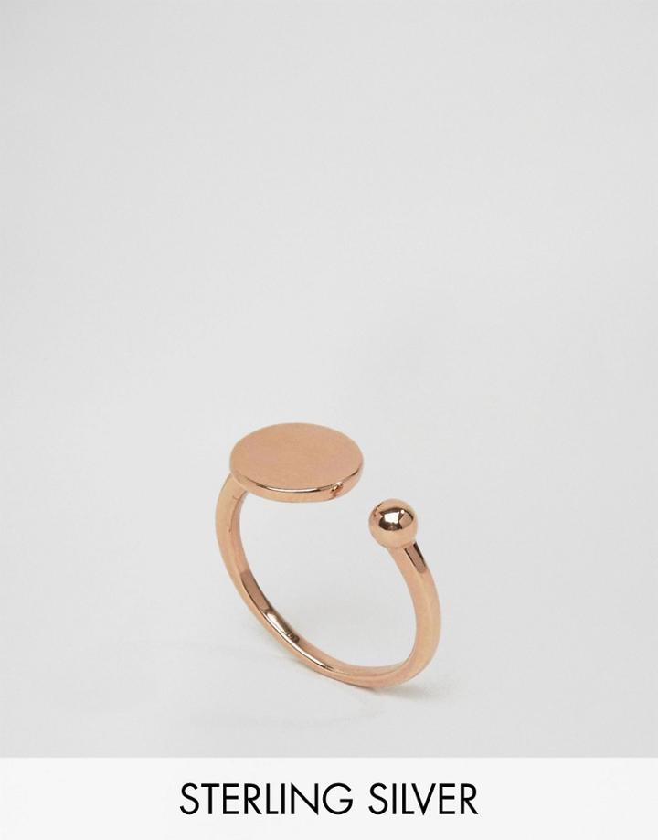Asos Rose Gold Plated Sterling Silver Mini Ball And Circle Ring - Copper