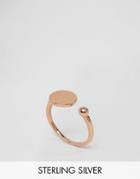 Asos Rose Gold Plated Sterling Silver Mini Ball And Circle Ring - Copper