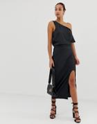 Asos Design Midi Dress With Drape-gray