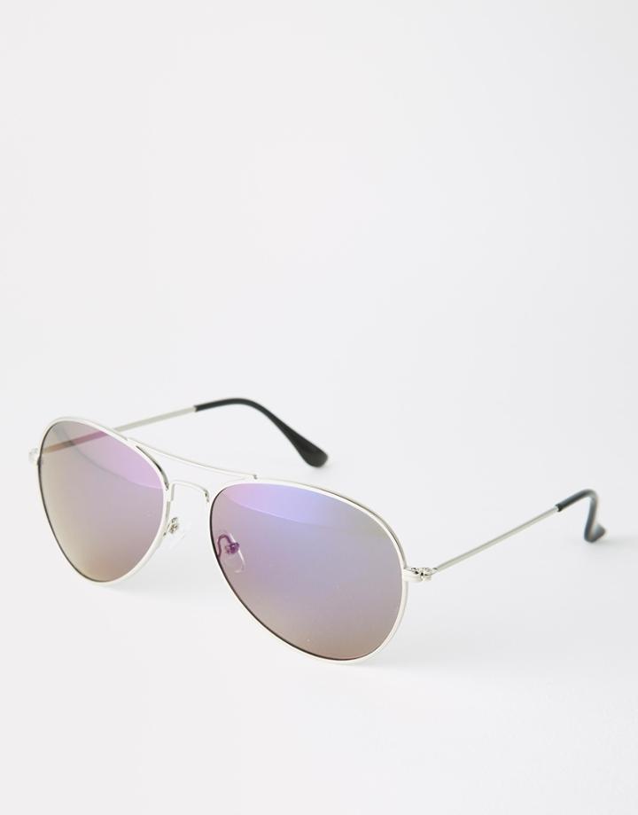 7x Aviator Sunglasses Gunmetal With Blue Revo Lenses - Silver