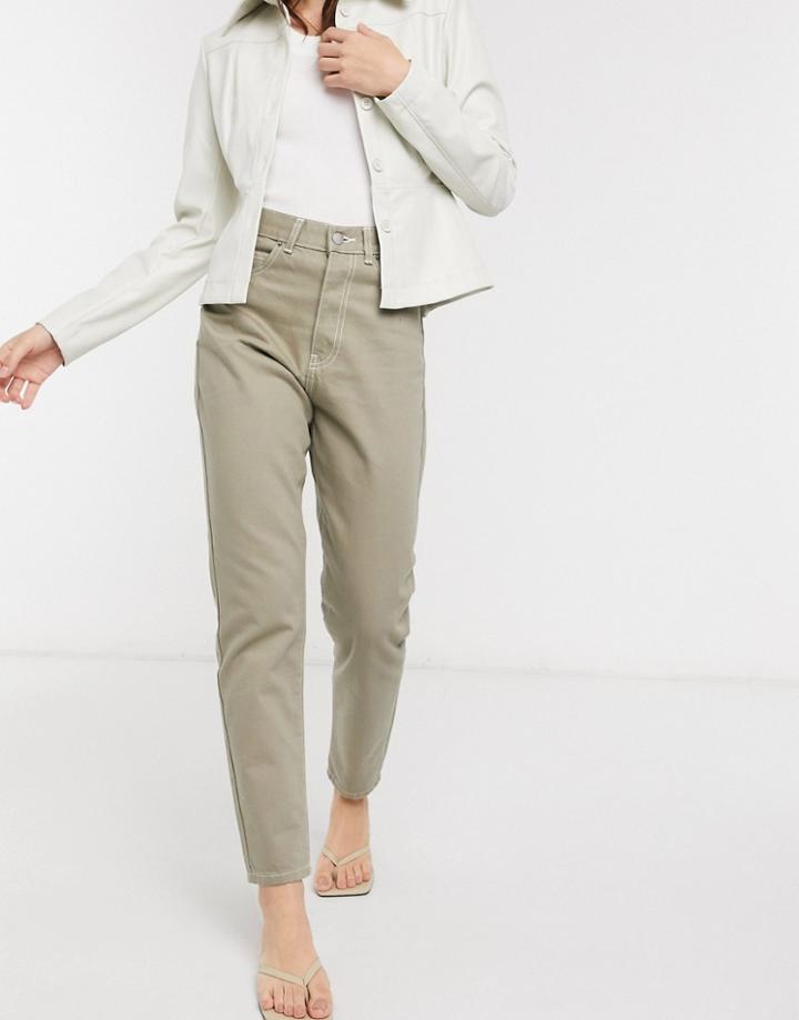 Dr Denim Nora High Rise Mom Jeans In Stone Wash-green
