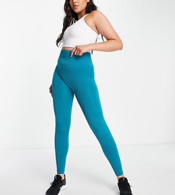 Urban Threads Tall Seamless Gym Leggings In Glitter Teal-green