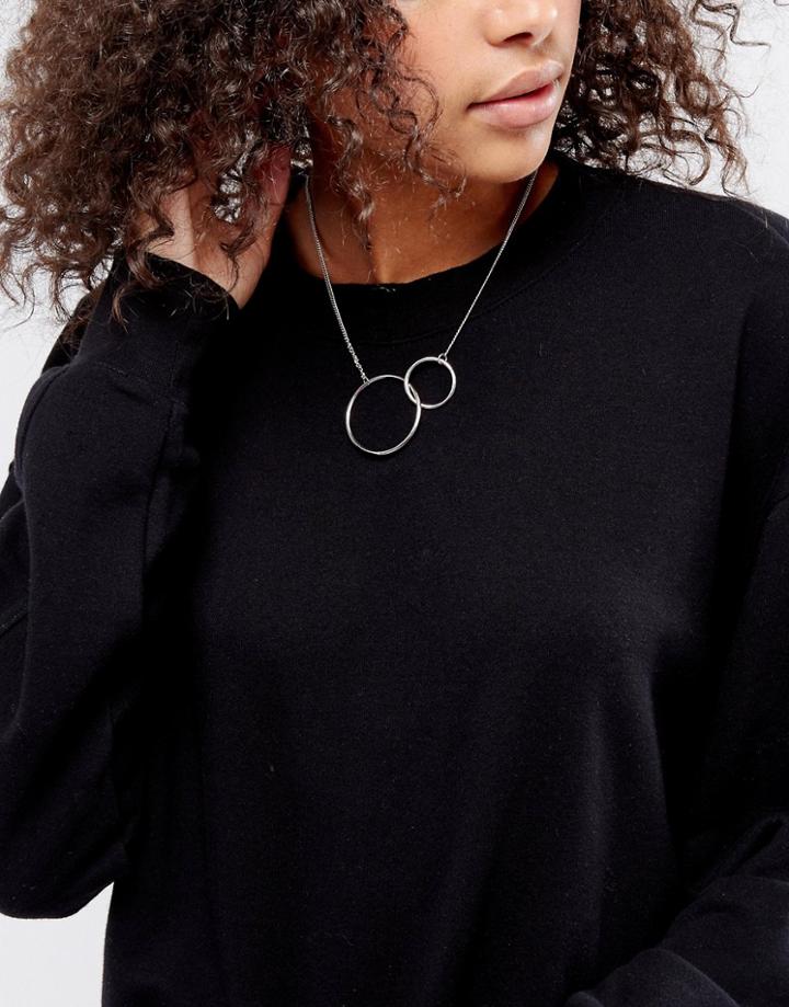 Weekday Double Hoop Chain Necklace - Silver