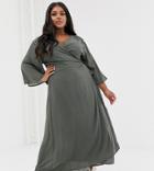 Brave Soul Plus Midi Wrap Dress - Green
