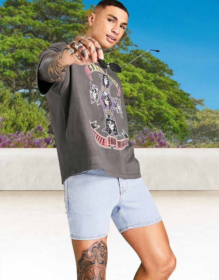 Asos Design Oversized T-shirt With Guns N Roses Print In Black