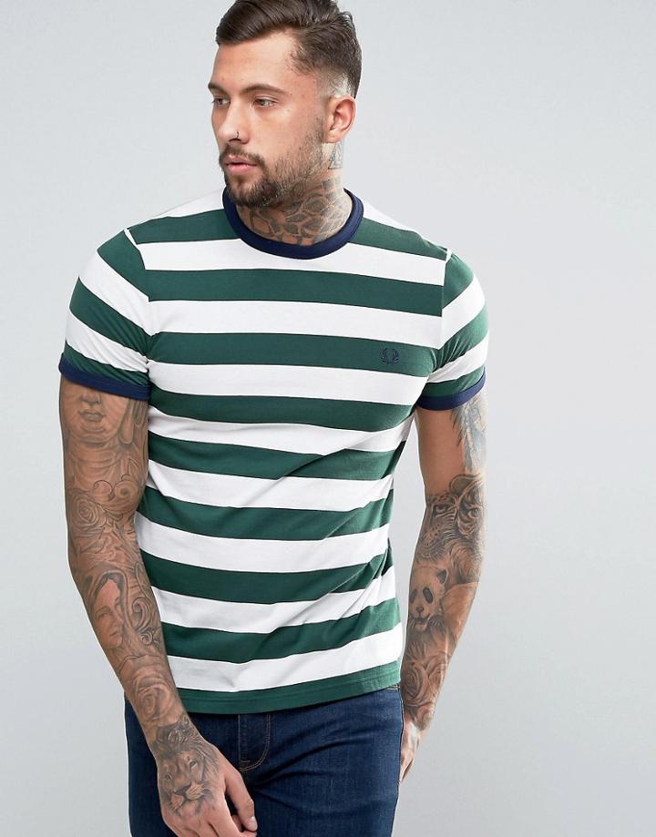Fred Perry Striped Ringer T-shirt In Green - Green