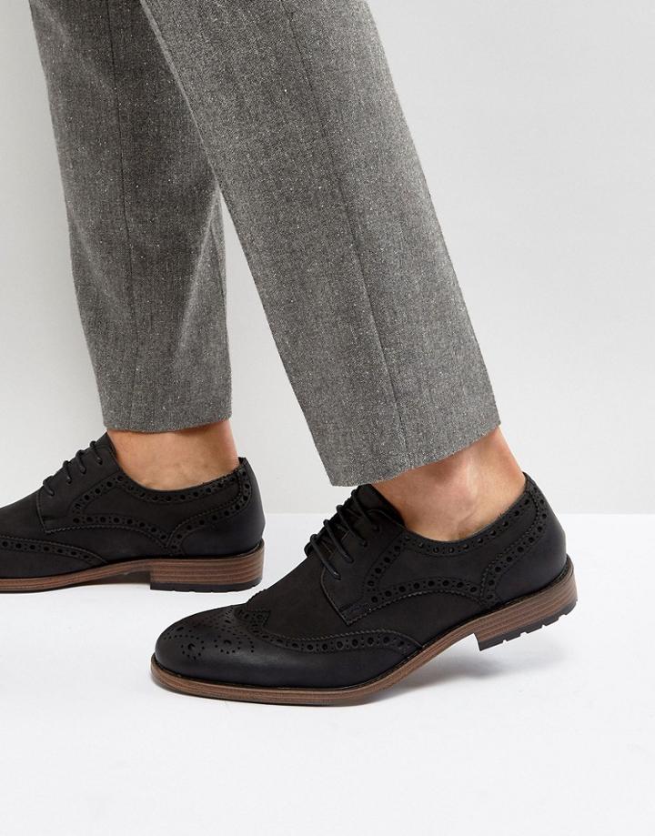 New Look Brogue Shoes In Black - Black