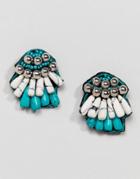 Asos Design Faux Semi-precious Bead Stud Earrings - Multi