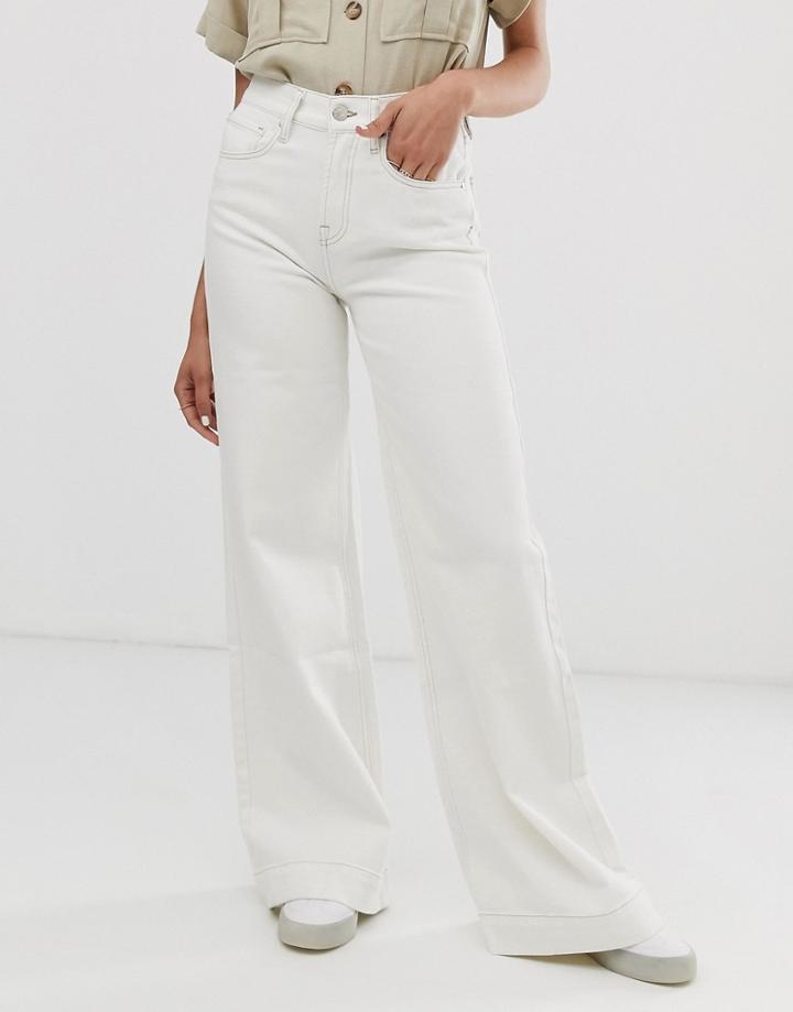 Tomorrow Organic Wide Leg Flare Jean In Ecru-white