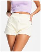 Monki Zoe Organic Cotton Runner Shorts In Pale Yellow