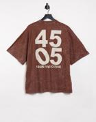 Asos 4505 Unisex Oversized T-shirt In Acid Wash-brown