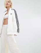 Adidas Originals Three Stripe Bonded Lace Bomber Jacket - White