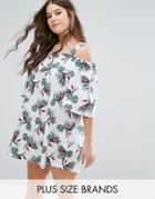 Alice & You Cold Shoulder Tropical Print Dress - Blue