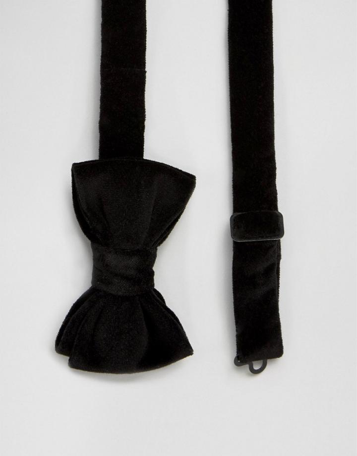 Devils Advocate Velvet Bow Tie In Black - Black