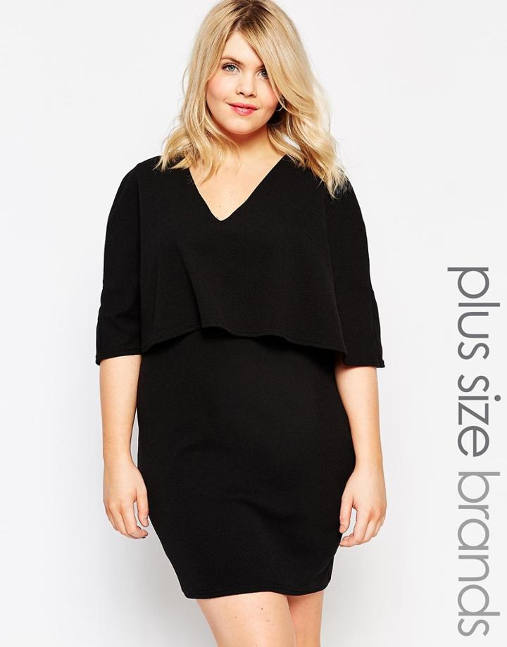 Club L Plus Mini Dress With Cape Overlay - Black