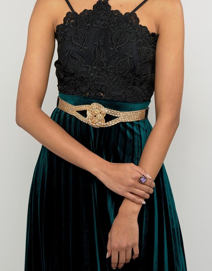 Reclaimed Vintage Leather Knot Waist Belt - Gold