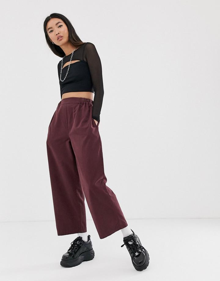 Asos Design Moleskin Pull On Pants In Awkward Length-red