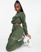 Pindydoll Sweatshirt And Sweatpants Set With Cargo Pockets In Khaki-green