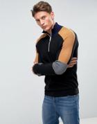 Kiomi Half Zip Sweater In Color Block - Black