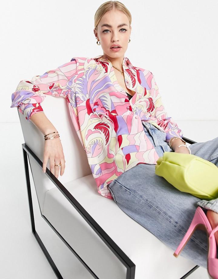 Vila Shirt In Abstract Sugar Pastel Print-multi